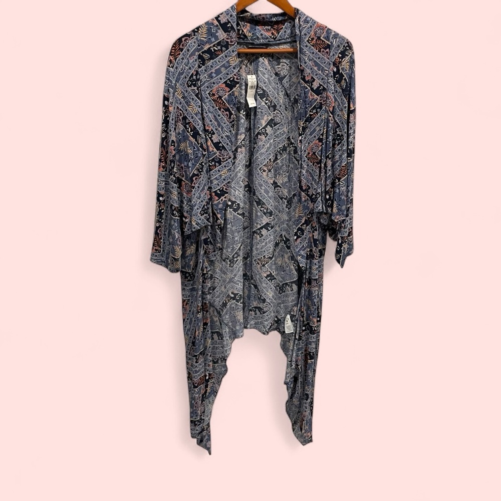 American Eagle NWT high low kimono wrap country blue floral size medium